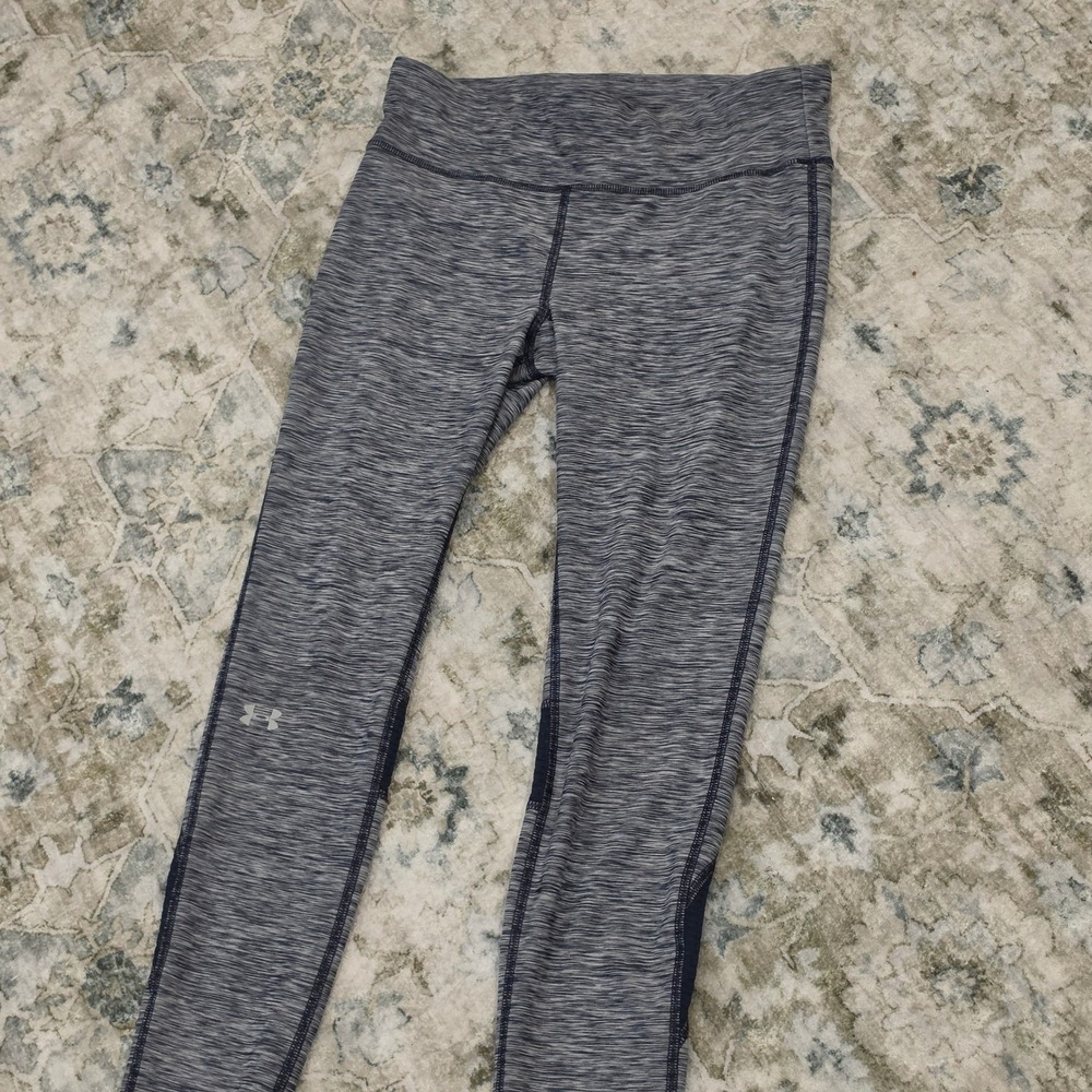 Under Armour HeatGear Womens Space Dye Compression Leggings Grey Navy Small